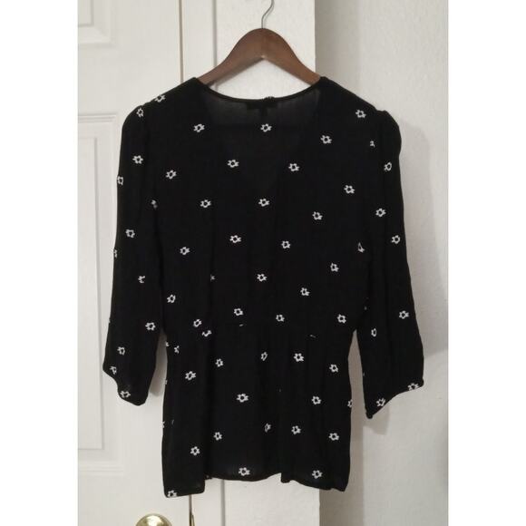 Patrons Of Peace Embroidered Black Floral Top Size M - Picture 4 of 7